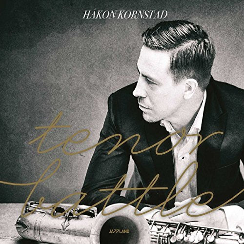 Black and white CD cover featuring jazz musician Hakon Kornstad with saxophone.