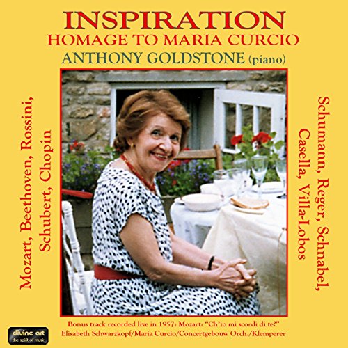 CD cover featuring Maria Curcio, a pianist, in a garden setting.