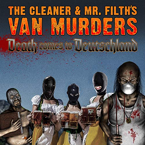 CD cover: masked figures holding beer steins, blood splatters, dark imagery.