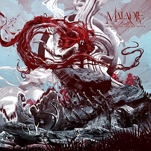 CD cover: dark, surreal art with a figure amidst swirling red and black.