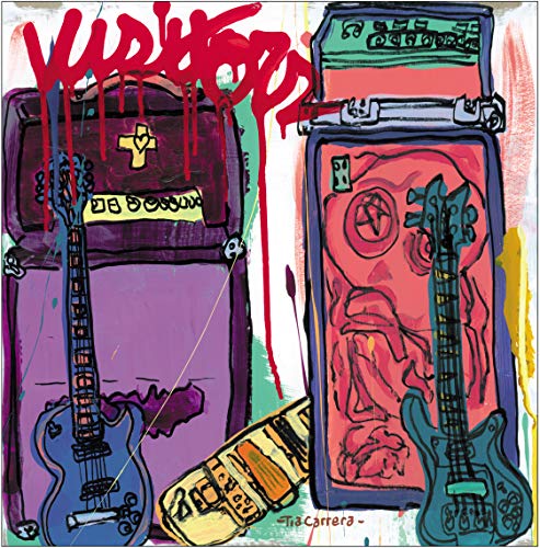 Vividly colored album cover featuring guitars and amplifier illustrations.