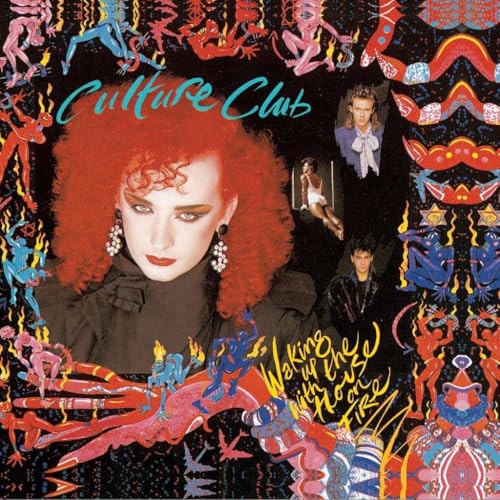 Culture Club album cover, Boy George with red hair, colorful art.