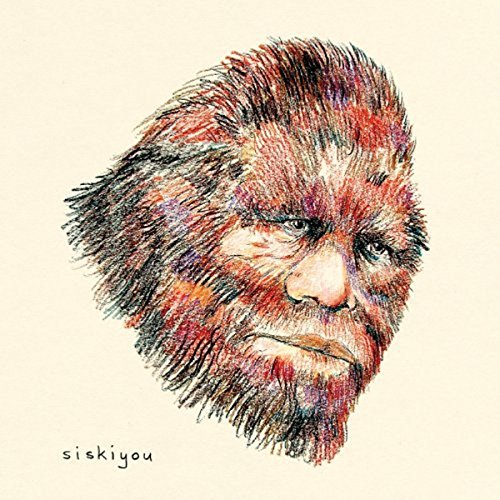 Colorful, textured drawing of a primate's face with intense gaze.