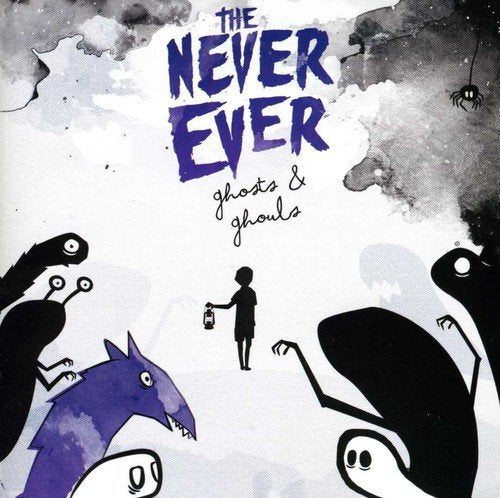 CD cover for “Never Ever - Ghosts and Ghouls” with spooky illustrations.