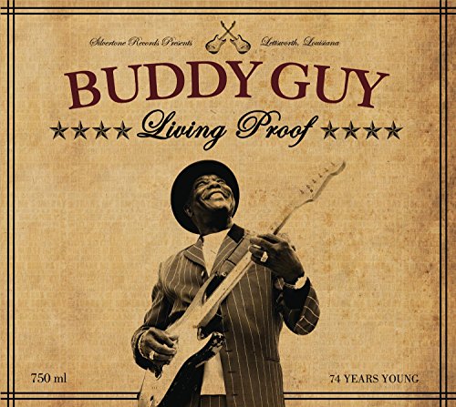 Buddy Guy album cover, “Living Proof”, featuring a portrait of the artist with guitar.