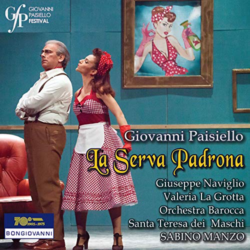 CD cover for Paisiello’s “La Serva Padrona” opera, featuring two performers.
