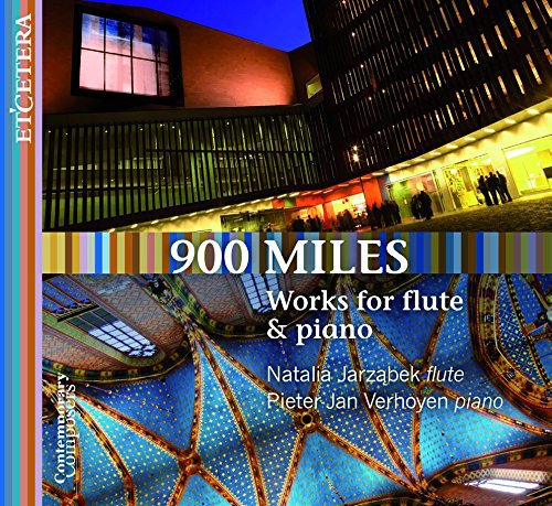 CD cover for “900 Miles” featuring flute and piano works, colorful design.