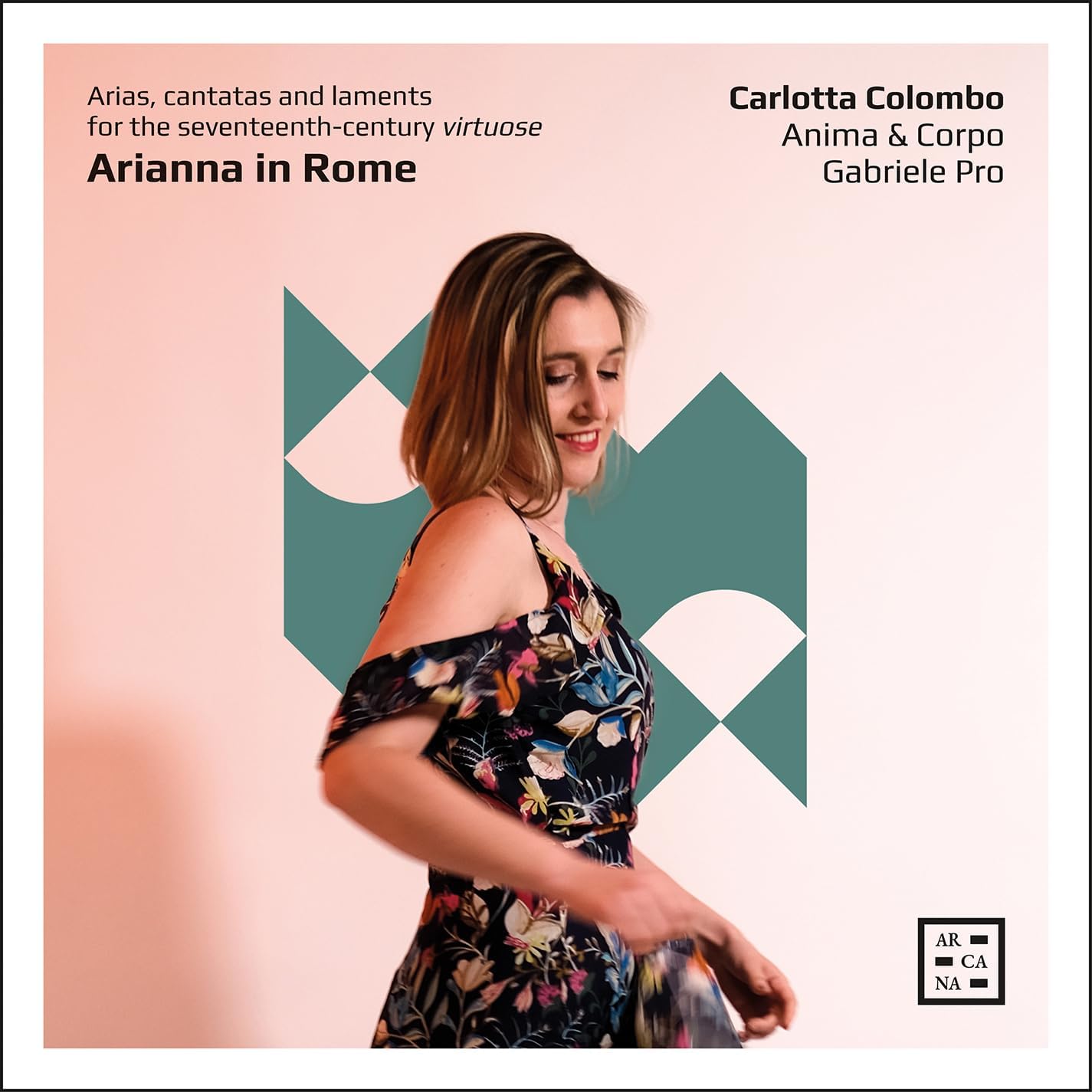 CD cover: Carlotta Colombo portrait with abstract geometric shapes.
