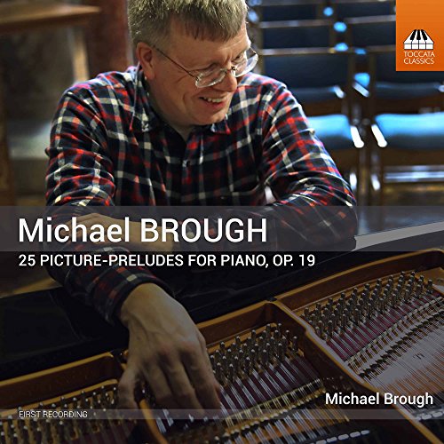Michael Brough at a piano with exposed inner workings, album cover.