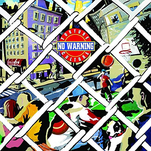 CD cover: urban scene viewed through chain-link fence, with text.
