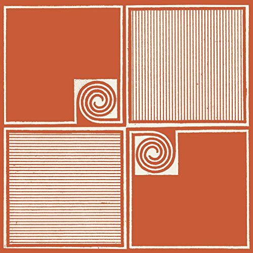Orange album cover with geometric patterns and spiral motifs.