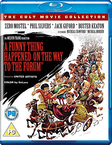 Blu-ray cover art featuring a cartoon illustration of characters in a chariot race.