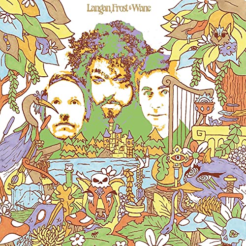 Album cover with illustrated portraits of three men in a fantastical landscape.