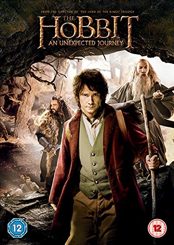 DVD cover for "The Hobbit: An Unexpected Journey" featuring Bilbo Baggins.