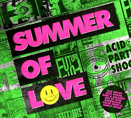Album cover with pink text "SUMMER OF LOVE" and a yellow smiley face.