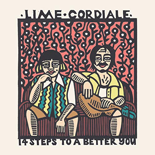 Lime Cordiale album cover: two illustrated men on a red sofa.