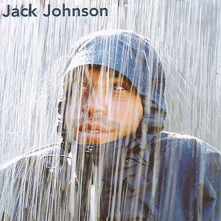 Jack Johnson portrait, face partially obscured by falling rain.