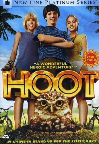 Hoot" DVD cover featuring three young people and an owl.
