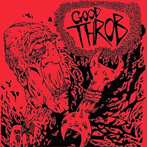Red album cover with black illustration of a face and clawing hand.