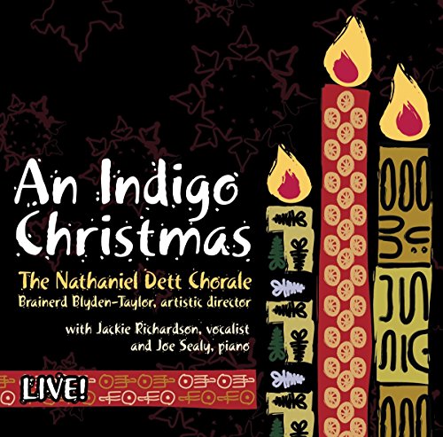 CD cover for "An Indigo Christmas" by Nathaniel Dett Chorale, featuring a candle.