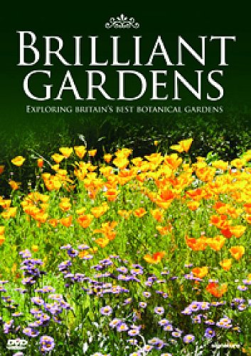 DVD cover for “Brilliant Gardens” featuring vibrant orange and purple flowers.