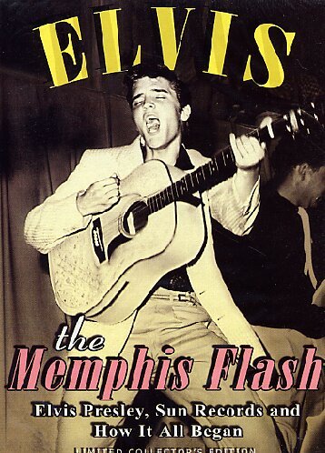 Young Elvis Presley playing guitar on DVD cover, sepia tone.