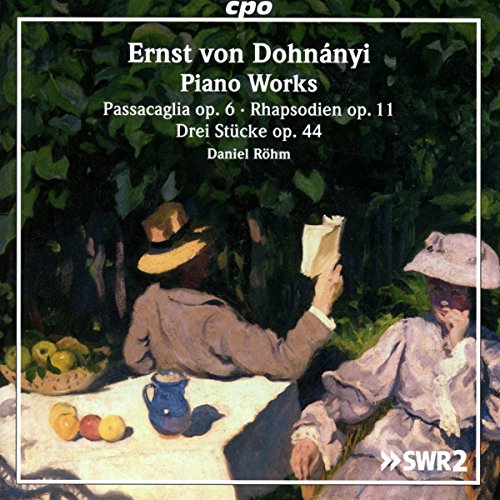 CD cover: painting of two women reading in a garden, pianist Daniel Röhm.