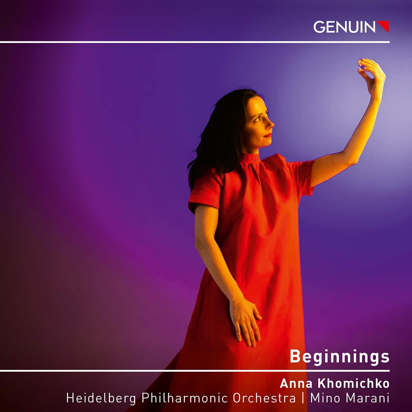 CD cover: Woman in red dress with raised arm, purple background.