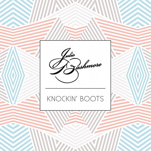 Album cover with geometric pastel striped pattern and central white box with artist text.