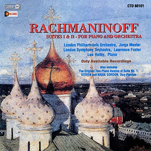 CD cover for Rachmaninoff’s Suites I & II, featuring Russian church domes.