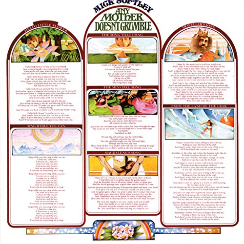 CD cover for "Any Mother Doesn't Grumble" by Mick Softley, featuring illustrated song lyrics.