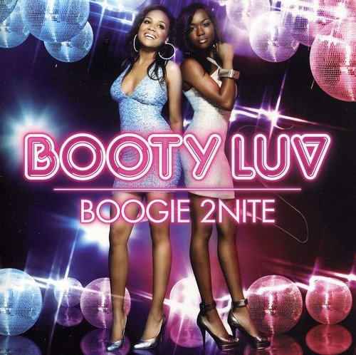CD cover for Booty Luv’s “Boogie 2Nite” featuring two women and disco balls.