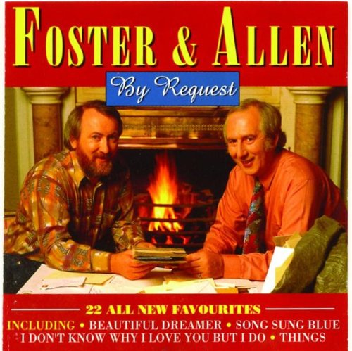 CD cover for Foster & Allen’s “By Request” featuring two men by a fireplace.