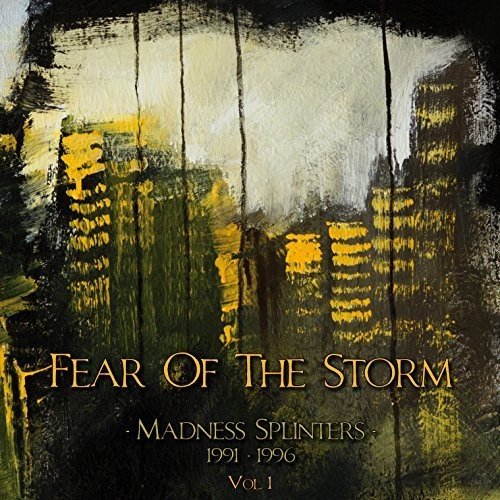 CD cover with abstract yellow and black brushstroke painting, text “Fear of the Storm”.
