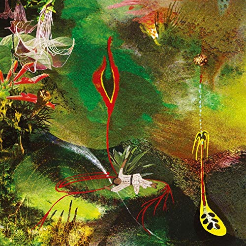 Abstract floral album cover with red accents and a central figure.