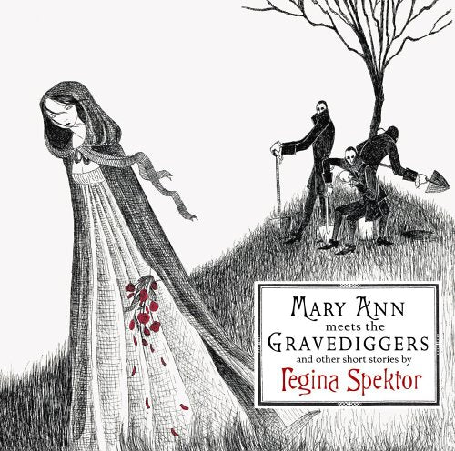 Black and white illustration of a woman and figures with shovels.