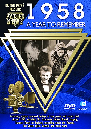 DVD cover for “British Pathé News - A Year To Remember 1958” featuring newsreel footage.