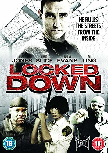 DVD cover for "Locked Down" featuring a man in front of barbed wire.
