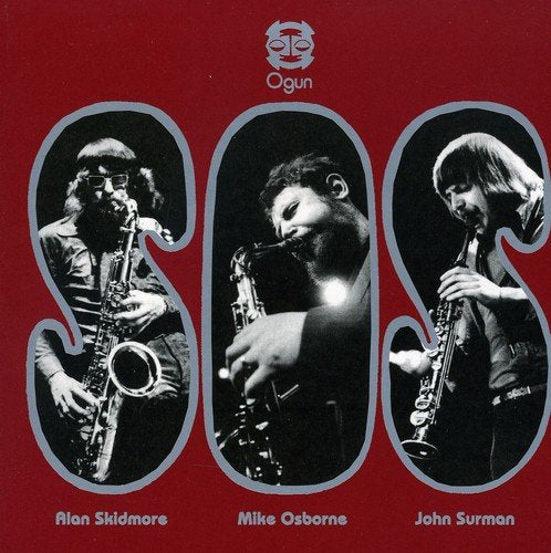 CD cover featuring three musicians with saxophones, titled "SOS".