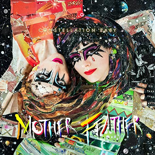 CD cover for Mother Feather’s “Constellation Baby” with colorful, painted faces.