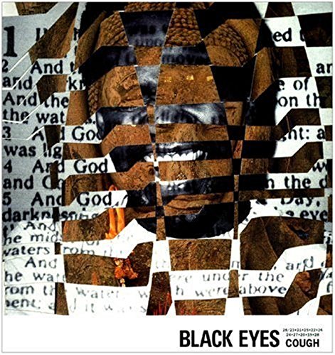 Collage of a face constructed from torn paper with text fragments.