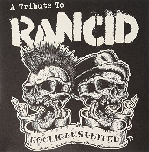 Black and white CD cover featuring two skull illustrations with mohawks.
