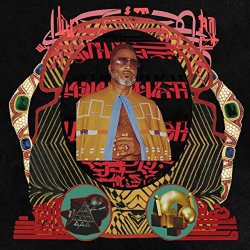 Album cover for Shabazz Palaces featuring a portrait within ornate, colorful designs.