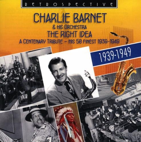 CD cover for Charlie Barnet’s “The Right Idea” featuring band photos and a saxophone.