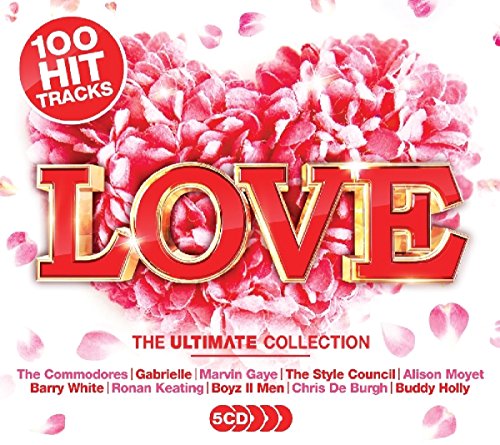CD cover for “Love - Ultimate Love” with red text and floral background.