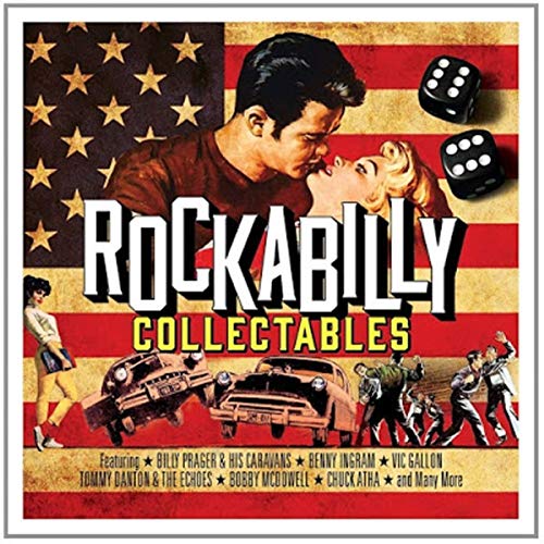 Rockabilly Collectables 3CD box set cover with couple, cars, and American flag.