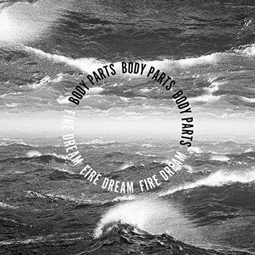 Black and white album cover with waves and circular text.