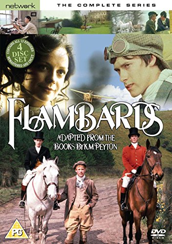 Flambards" DVD cover featuring actors on horseback and a vintage airplane.