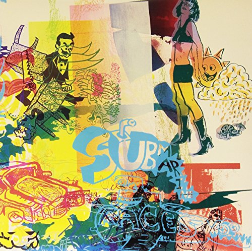 Collage of colorful illustrations featuring figures, text, and abstract shapes.