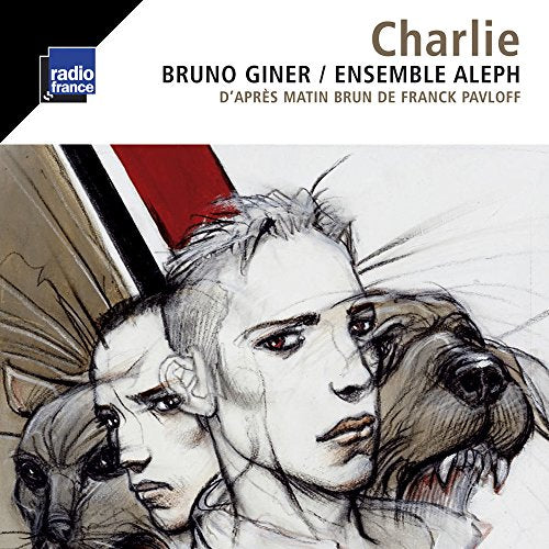 CD cover: sketched portrait of a man with a dog, red and white text.